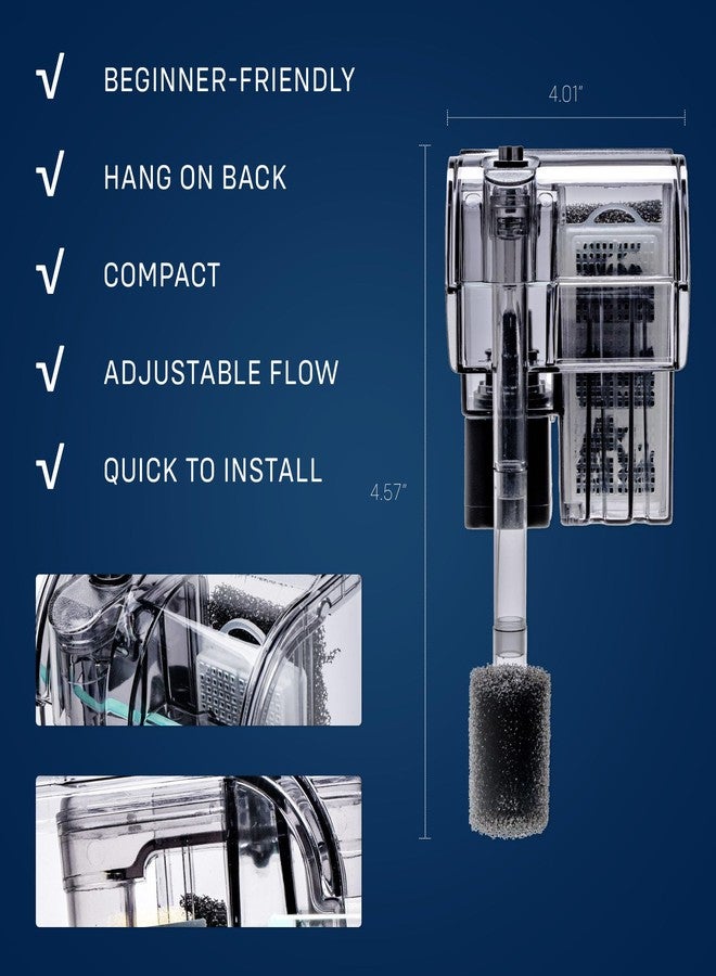 SubstrateSource Mighty Aquarium Hang On Back Filter - Aquarium HOB Filter - Adjustable Fish Tank Filter - Aquarium Filters - Nano Aquarium Filter - Fish Aquarium Filter - Hang On Back Aquarium Filter (2-5 Gallons) - Image 3